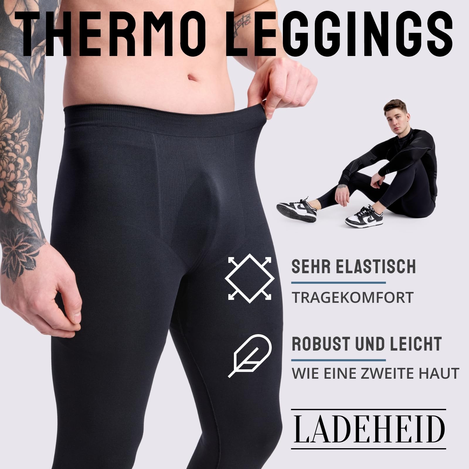 Ladeheid Leggins Térmicos para Invierno Calzonzillos Pantalón Térmico para Hombre Mallas Deportivas Leggings Sin Costuras Snowboard Esquís LA40-260