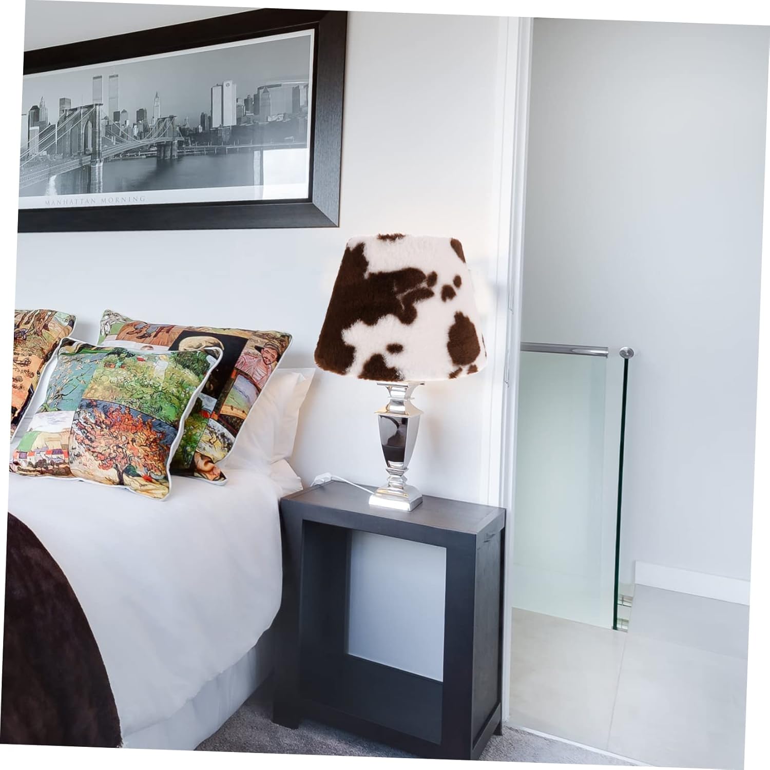 Plush Lampshade with Creative Pattern Design for Table and Bedside Lamps Soft Light Cover Easy Installation Stylish Decoration