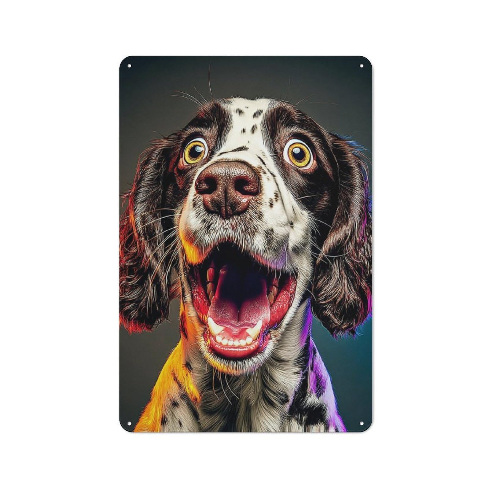 Junmoney Colorful Dog Portrait Metal Wall Sign 30X20cm Featuring For Garage Wall, A Housewarming Gift For People Furnishing A Garage