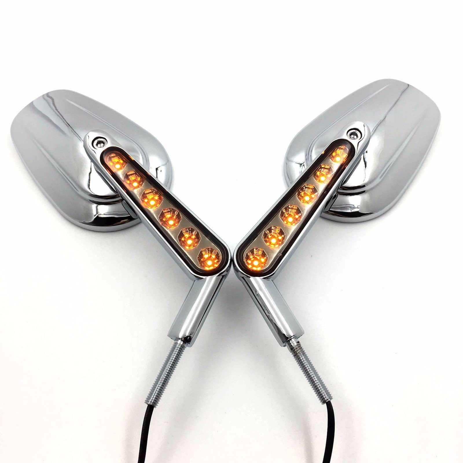 Chrome Rear View Left Right Mirrors with LED Stem for Harley DAVIDSON SOFTAIL XL/VRSCAW V-ROD