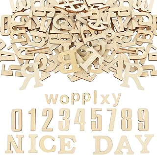 WOPPLXY 372 Pcs 1.5 Inch Wooden Letters Wooden Numbers, Small Wood Letters, Bold Font Unfinished Wood Alphabet A-Z and Numbers 0-9 Gifts Set for DIY Crafts, Homemade, Learning
