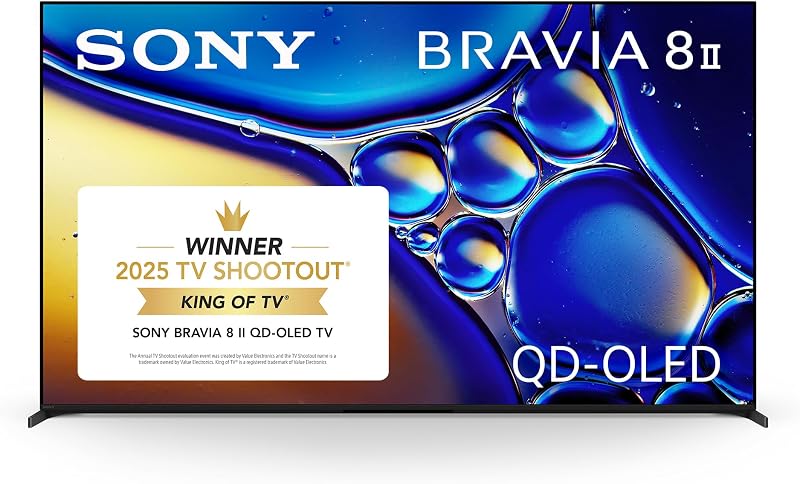 65 Pulgadas BRAVIA 8 II QD OLED 4K HDR Smart Google TV (K-65XR80M2) | El OLED más brillante de Sony con color máximo, procesador XR con tecnología AI, diseño ultradelgado y créditos de películas 4K incluidos