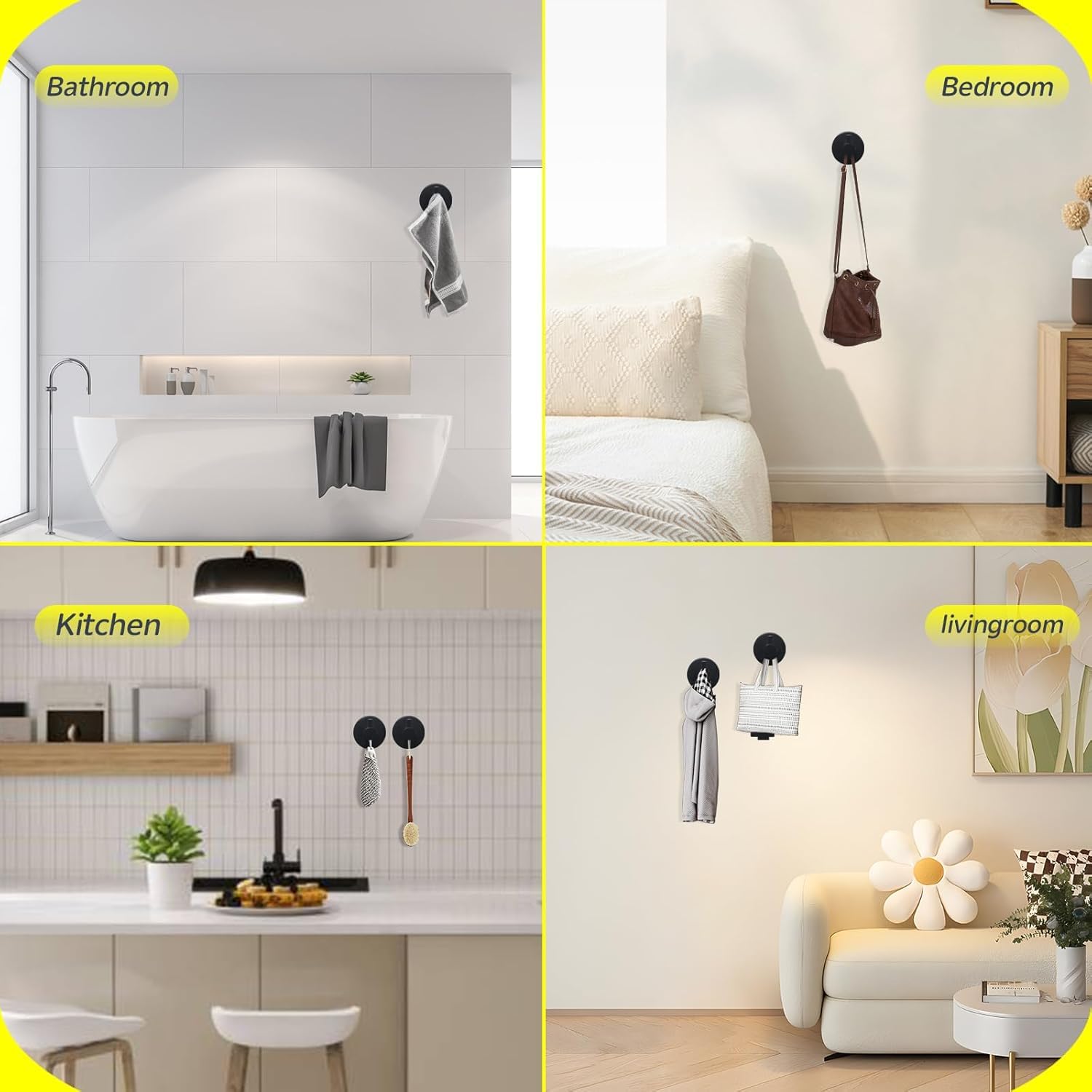 ALTPWJW Towel Hooks for Bathrooms,2 Pack Stainless Steel Door Hooks Screw in Coat Robe Hook(Matte Black) - Image 4