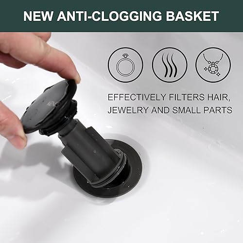 Miniatura 62 de KENES Desagüe desplegable de bronce aceitado para lavabo, tapón de drenaje para lavabo, montaje de drenaje de fregadero sin desbordamiento, anti