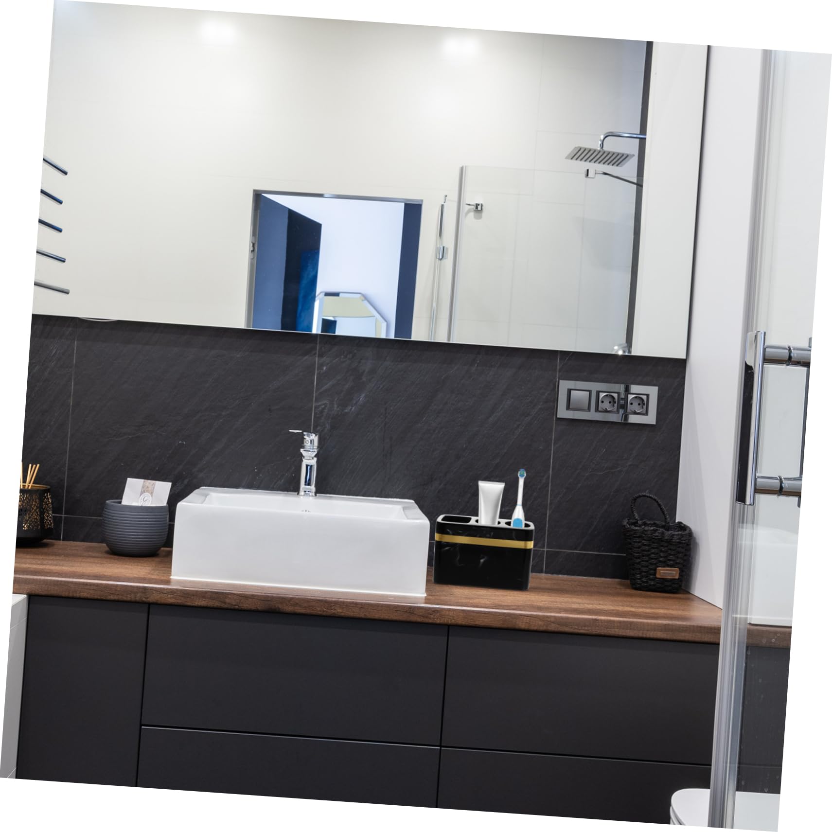 1pezzi Portaspazzolino e Distributore Di Dentifricio Con Fessure Di Drenaggio Organizer Per Bagno Inossidabile Elegante Struttura Per Spazzolini e Rasoi Per Casa e Viaggi