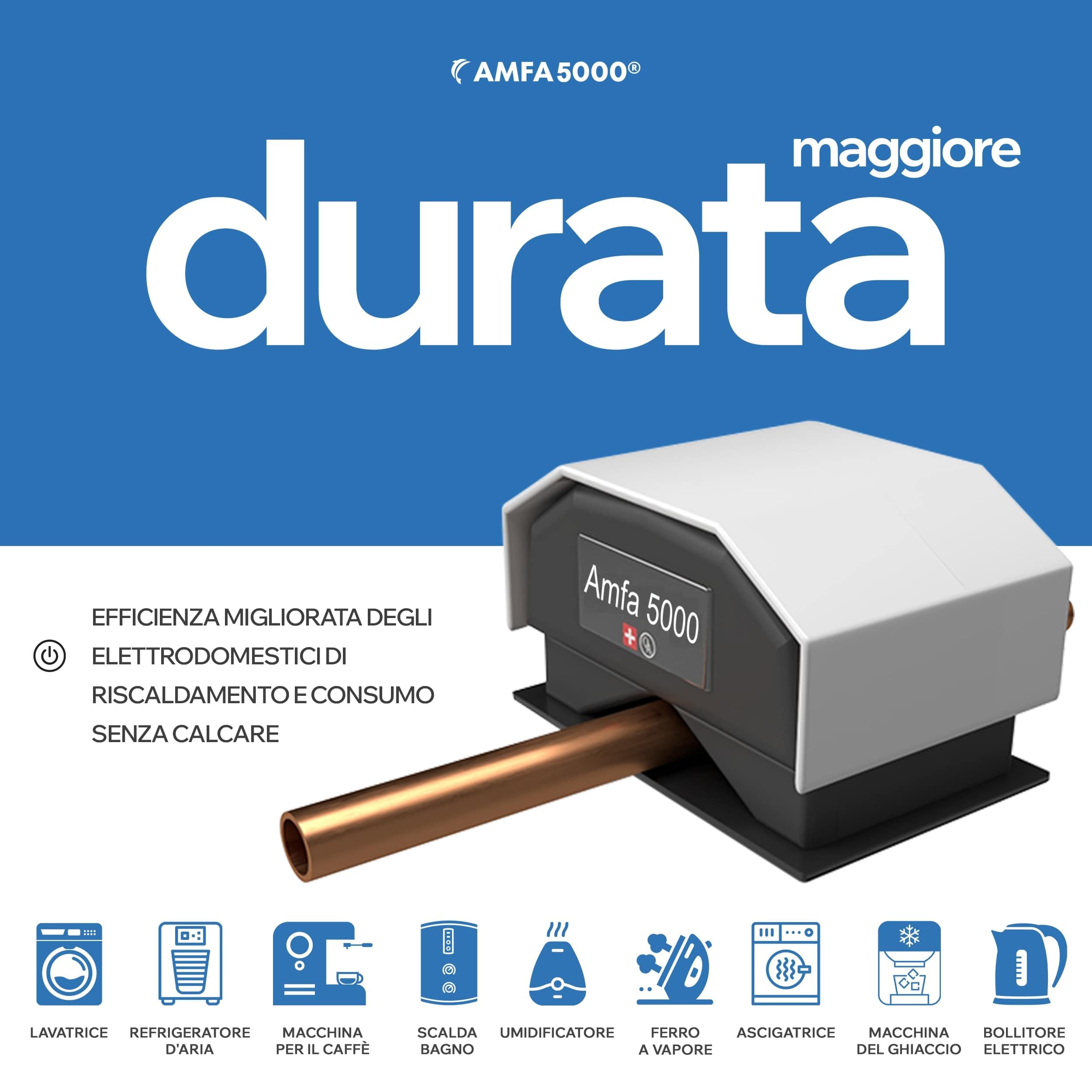 Amfa5000® Anticalcare Magnetico senza Sale - Addolcitore Acqua Casa | Anticalcare magnetico senza sale né chimica - protegge tubature, doccia e lavatrice - senza manutenzione