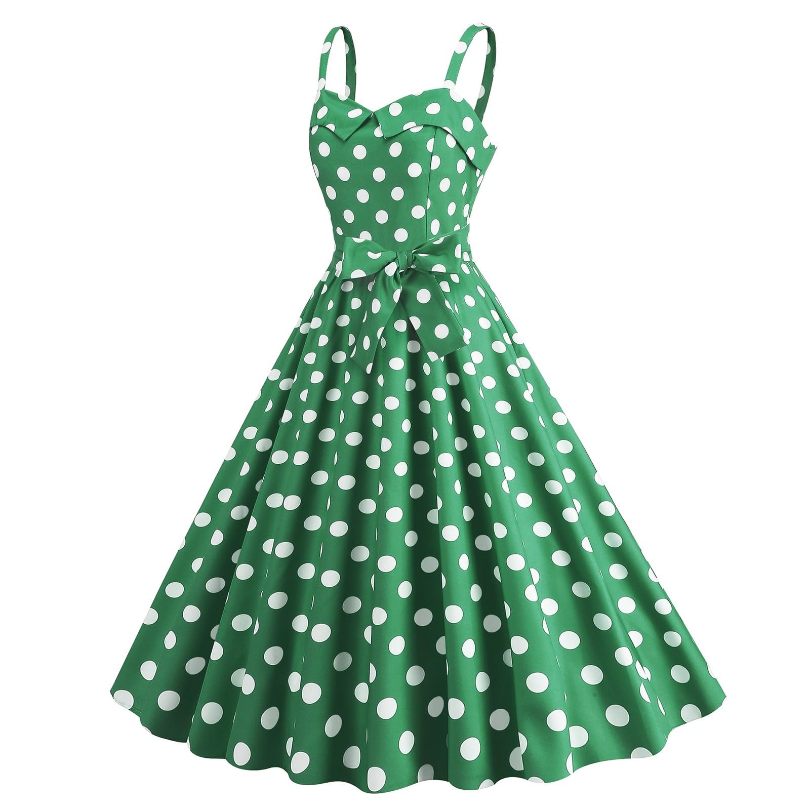 Women Vintage Polka Dot 1950s Rockabilly Halter Audrey Dress Retro Floral Evening Cocktail Swing Dress