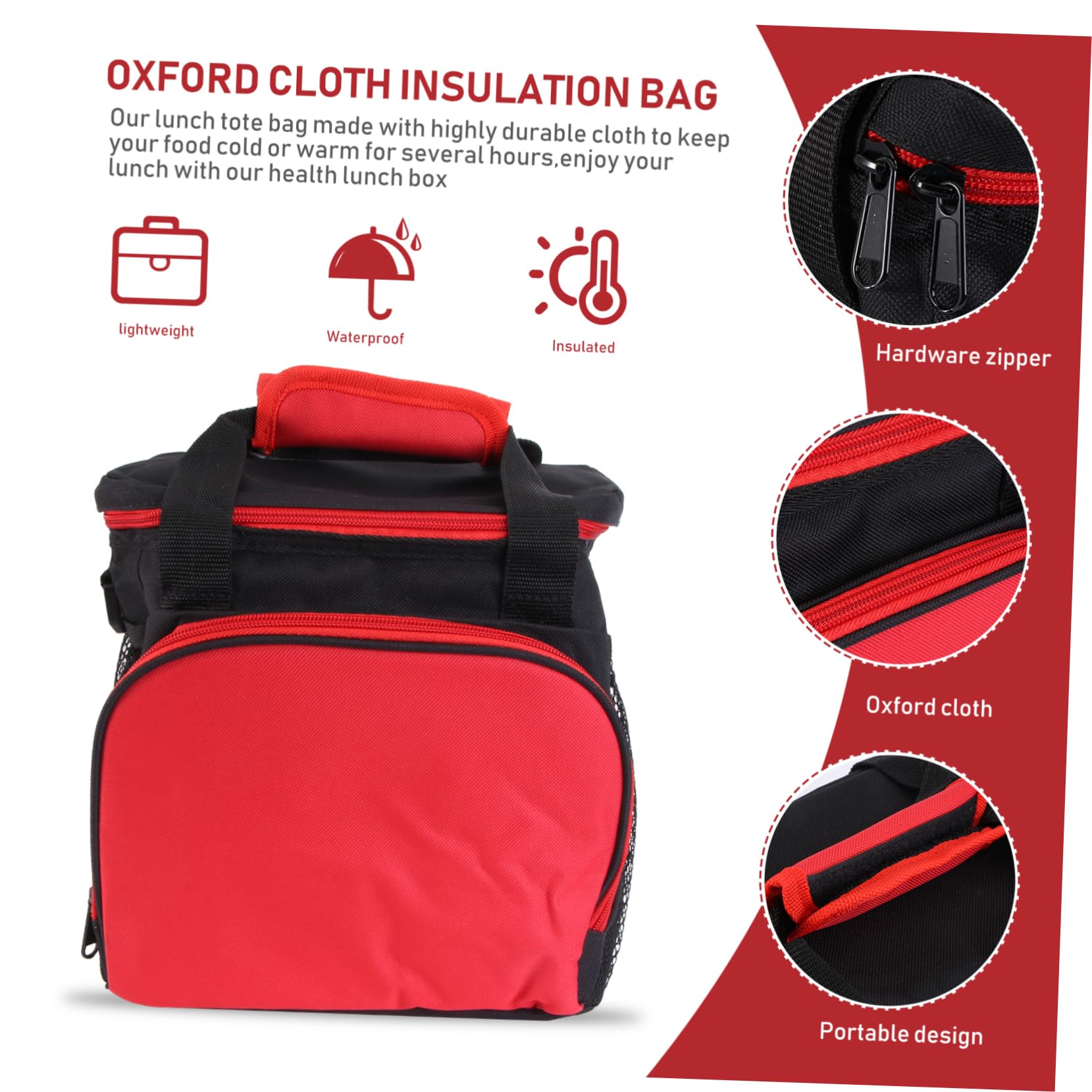 Wiederverwendbare Faltbar Isoliert Lunchtasche Gewebe aus Oxford Rot