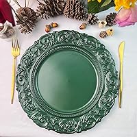 Vista 2 de Platos de carga verde antiguo, cargadores de platos de plástico de 13 pulgadas para platos de cena, bodas, Navidad, Acción de Gracias. Juego de 6