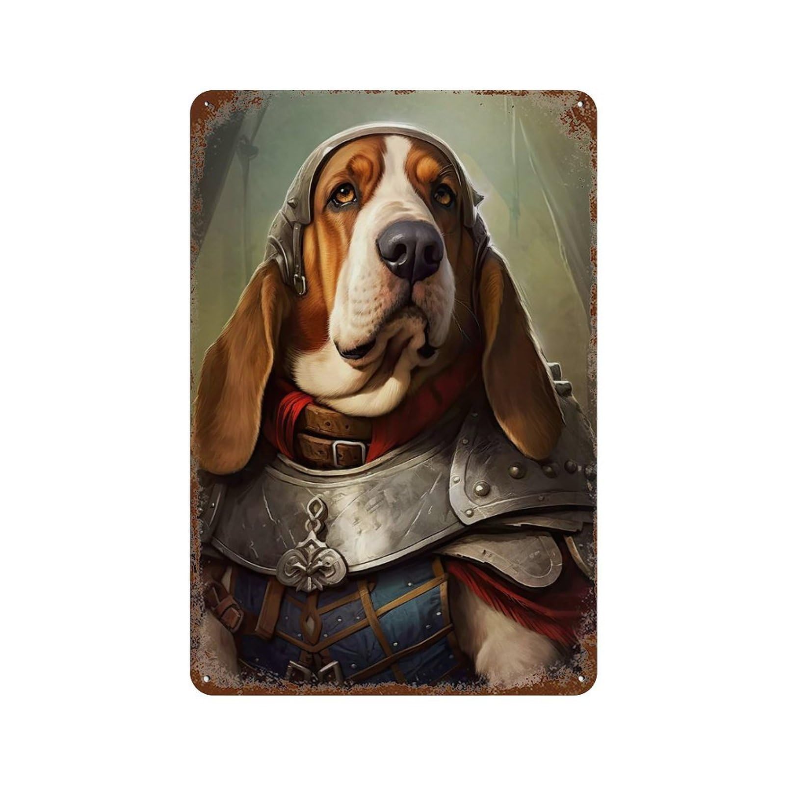 Basset Hound Viking Rust Effect Tin Sign 11.8"x7.9", Ideal for Shed, Workshop And Garage Wall Decor