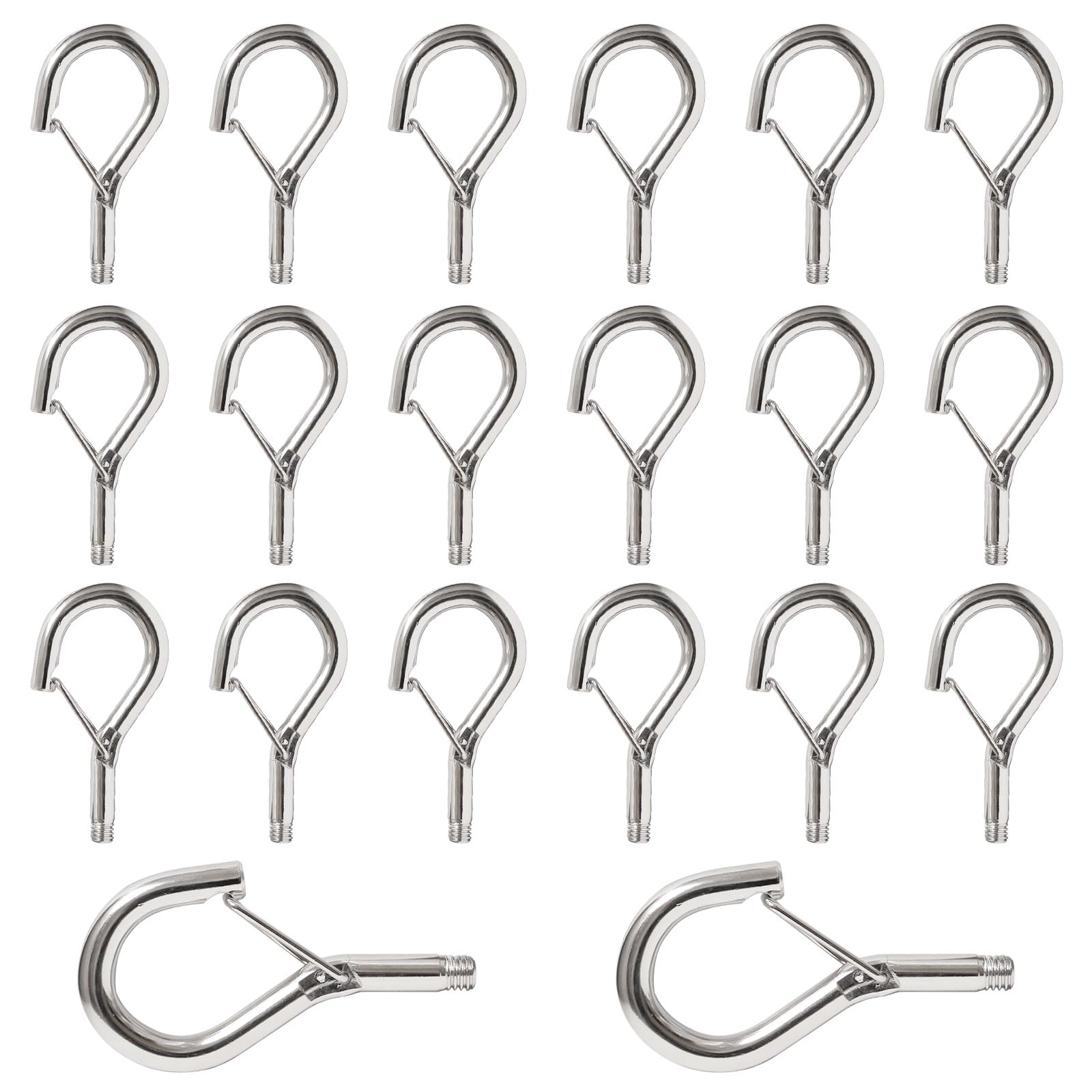 Crochet a Visser Inox M6 avec Boucle de Sécurité - Lot de 20 Crochets