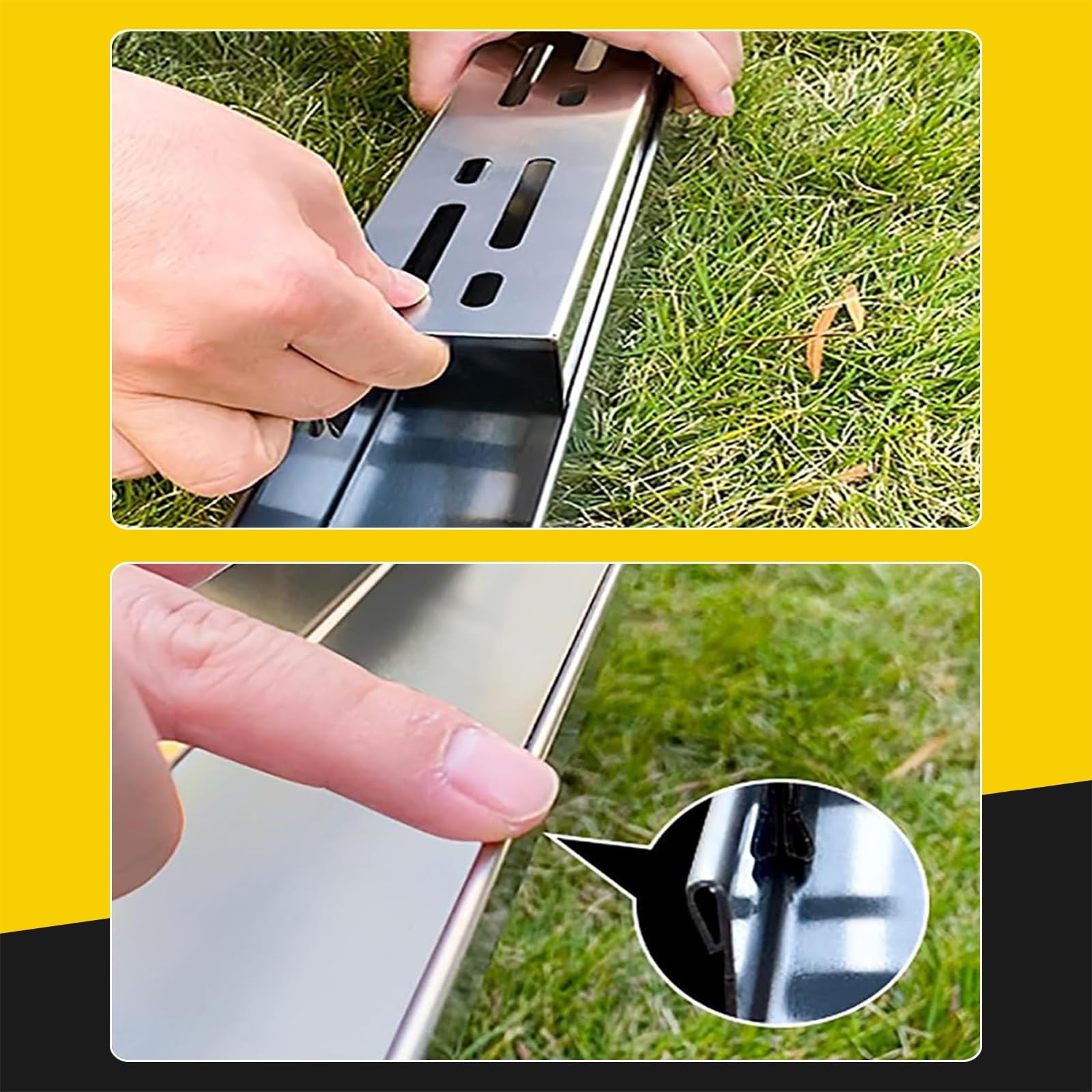 Canal de Drenaje de Acero Inoxidable 304 con Rejilla extraíble para Exteriores, Ideal para la gestión de Aguas pluviales en Balcones y Jardines. Altura: 3 x Ancho: 7 cm (1,18 x 2,75 Pulgadas