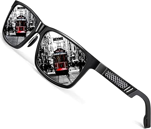 ROCKNIGHT Gafas de sol polarizadas para hombre, protección UV, marco de metal Al-Mg, lentes planas, ligeras, para senderismo, pesca