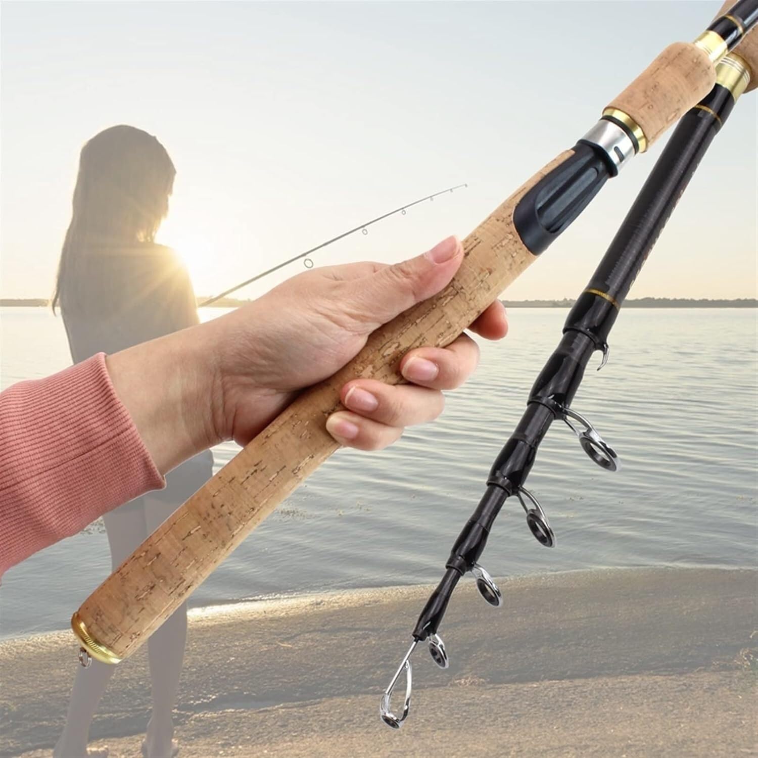Canne à pêche d'extérieur ELzEy télescopique pour encombrement réduit