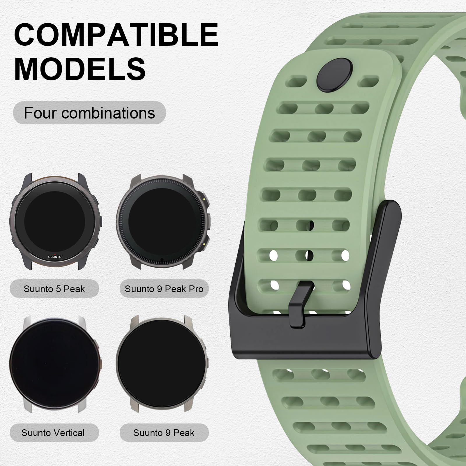 Cinturino 22 Mm In Silicone Per Suunto 9 Peak E 5 Peak | Bracciale Di Ricambio Con Chiusura In Acciaio E Doppia Sicurezza | Compatibile Con 9 Peak Pro - 2