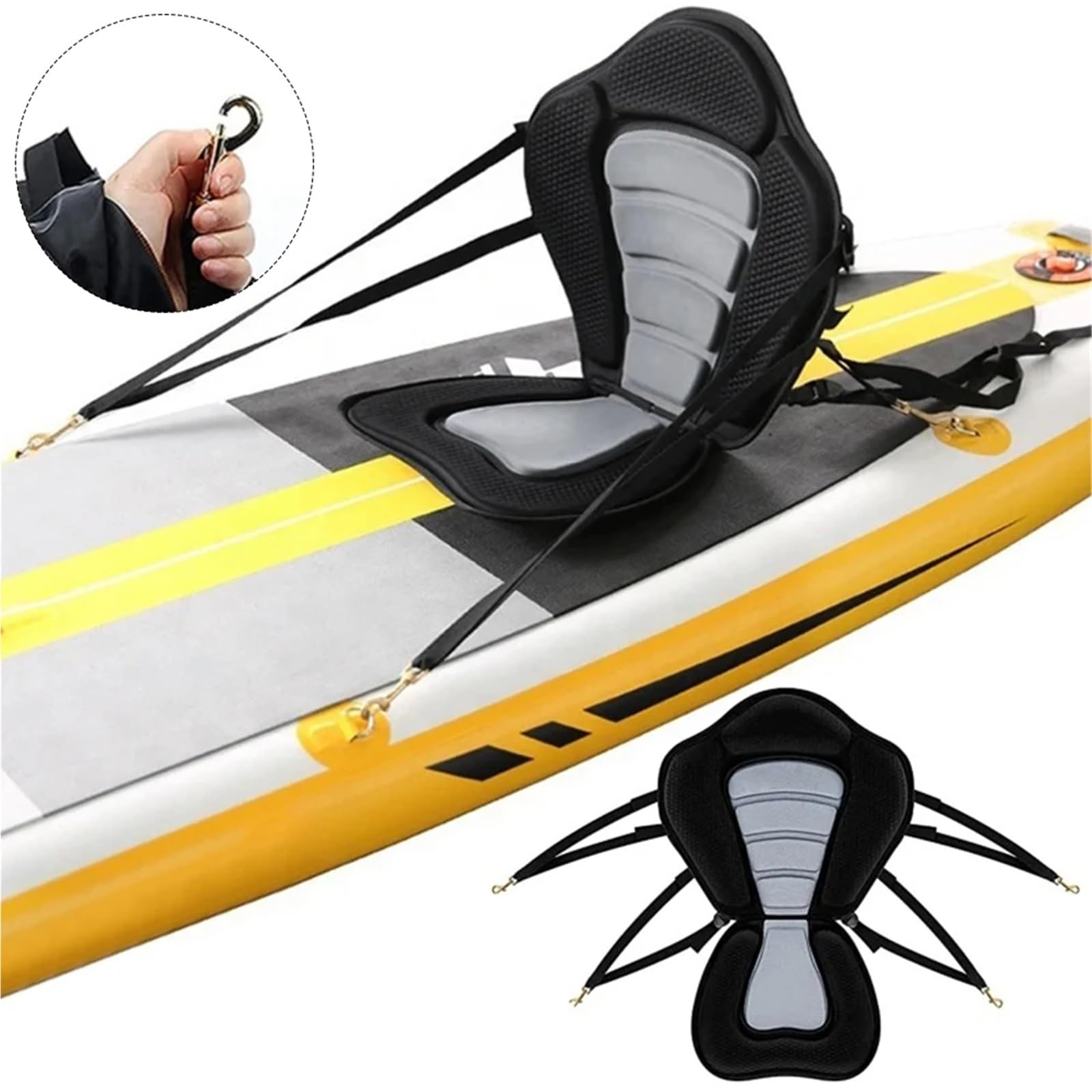 Bootssitz Paddle Board Sitz, Verstellbarer Stand Up Paddle Board Sitz, Gepolsterter Kanu-Rückenlehnensitz for Kajakfahren Kanufahren Rafting Angeln(Grey)