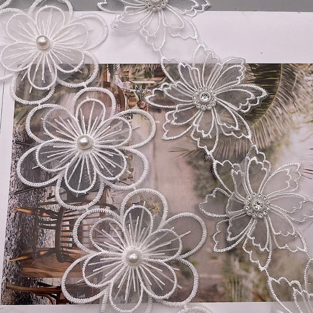 15 Yards 6cm Blumen Spitzenband,Schmetterling Stickerei Zierband Vintage Häkelband Spitze Borte Organza Bänder Blumenband Dekoband Zierband Für Nähen Handwerk Kleidung Kleid Hochzeit Deko,Beige H