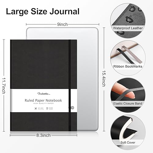 Miniatura 2 de HIUKOOKA Cuaderno de diario con rayas universitarias, diario grande B5 de tapa blanda, 320 páginas de papel grueso de 3.53 ozm, diarios de cuero