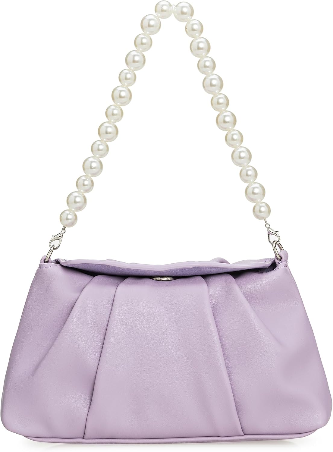 IXEBELLA PU Clutch Handbag for Women Evening Bag Formal Dressy Purse with Pearl Strap