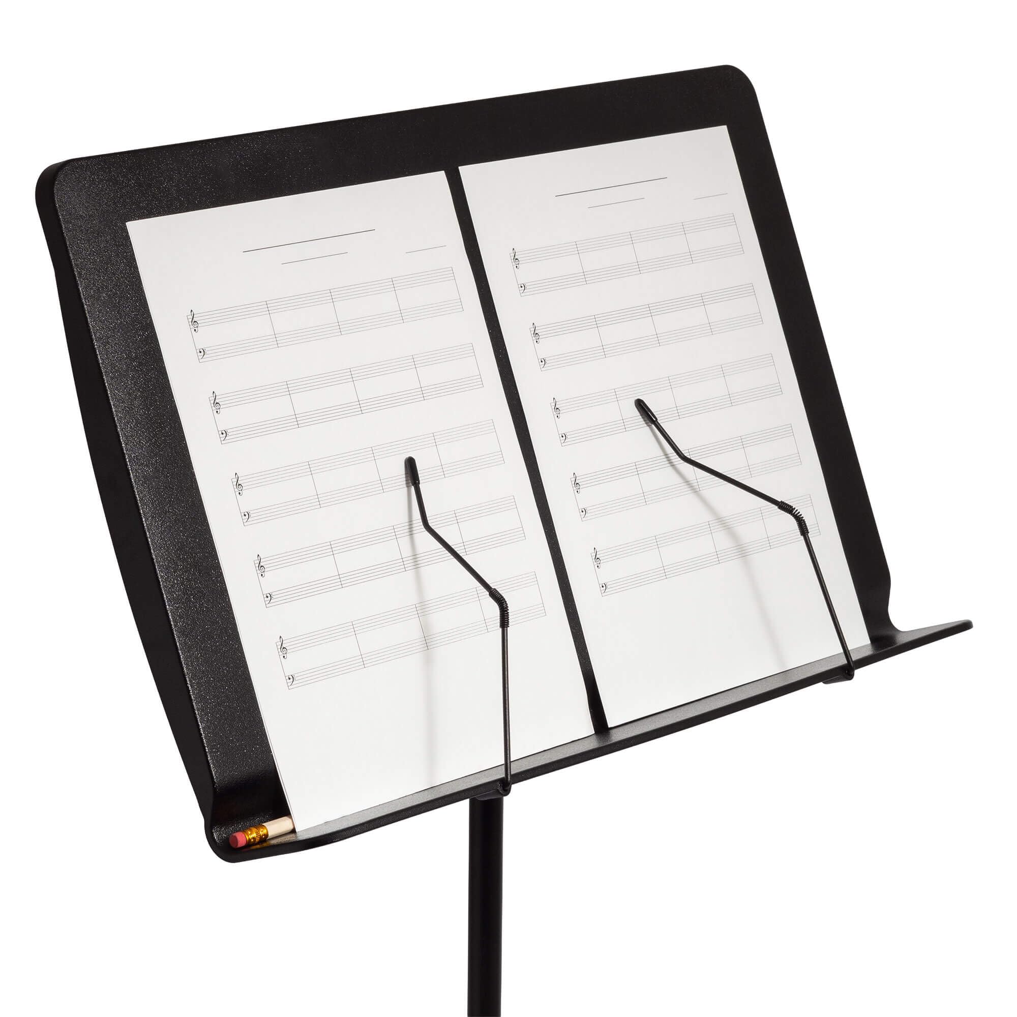 Tiger leggio orchestrale regolabile con piano da 50 cm | Altezza 64–116 cm, piano in polimero silenzioso, inclinazione libera e base a treppiede compatta.