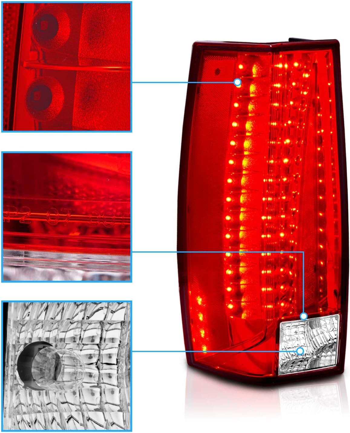 AmeriLite Red/Clear LED Tail Lights G5 For Chevy Tahoe/Suburban/Yukon - Passenger and Driver Side