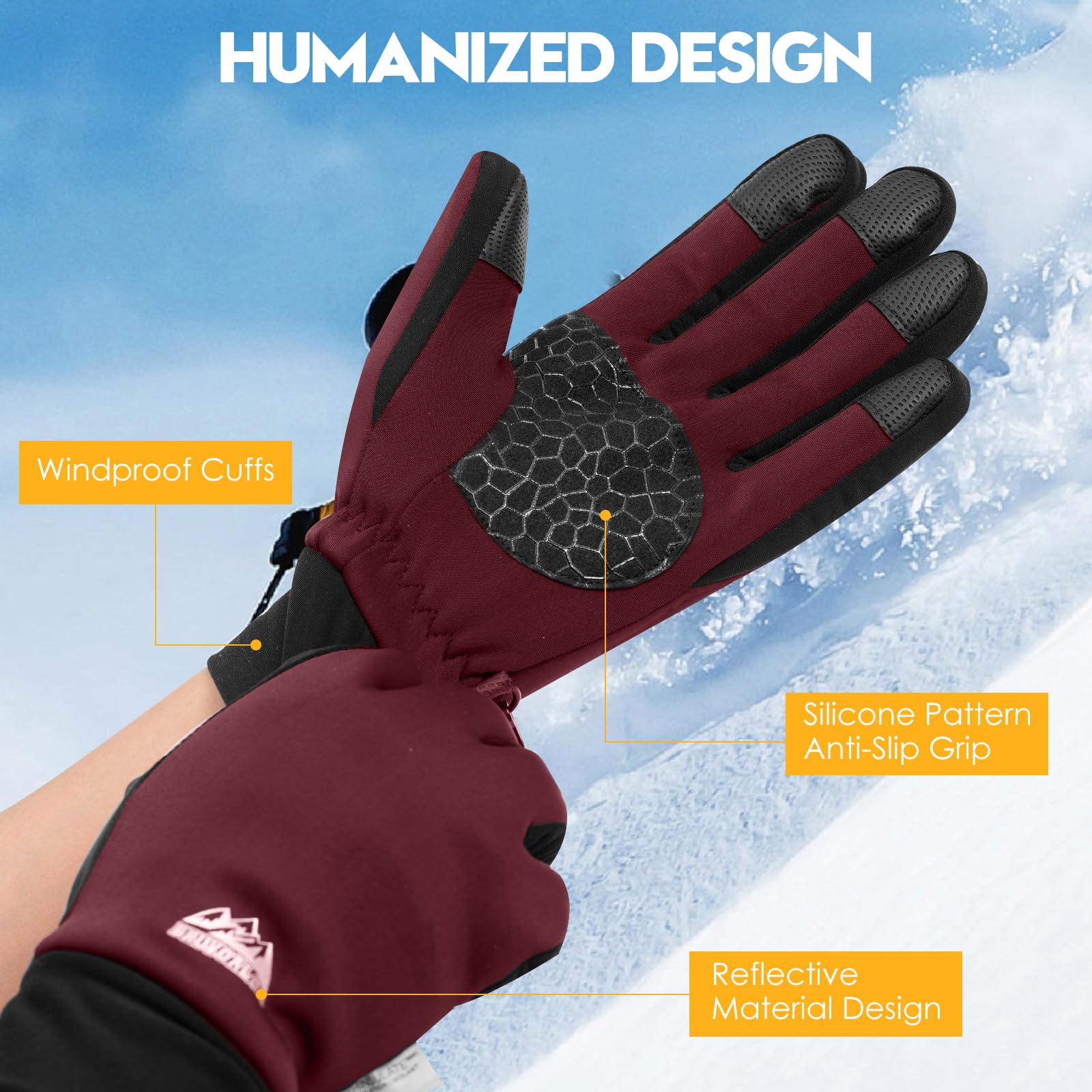 Bruvoalon Guantes de invierno para mujeres y hombres, aislamiento térmico 3M, tela de licra, resistentes al viento, pantalla táctil, antideslizantes, clima frío