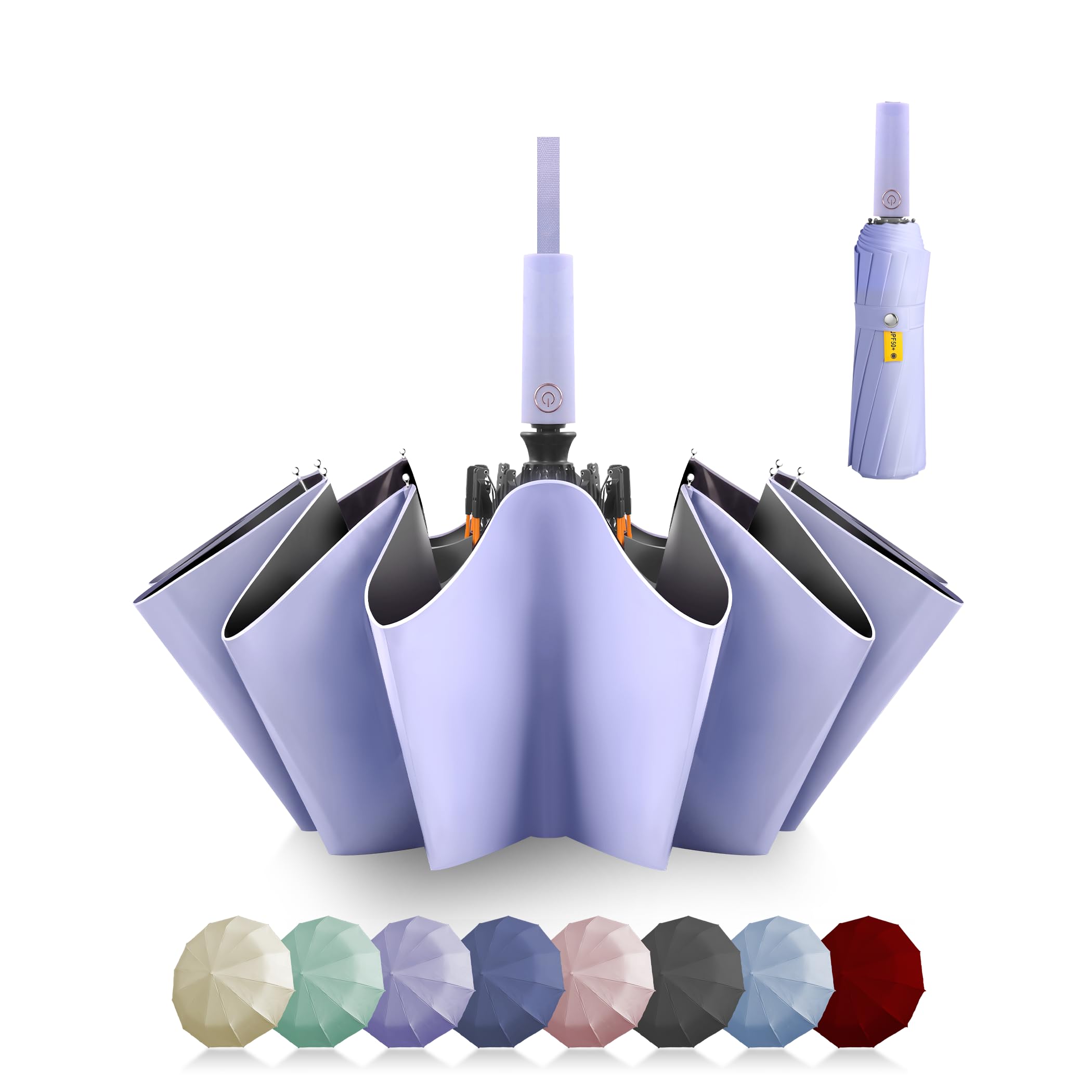 Zeproage Fiberglass Umbrella, Auto Open & Close, Windproof & UV Protection, Sturdy Large Canopy and Reinforced Double 12-Ribs Frame, Quick Dry Folding