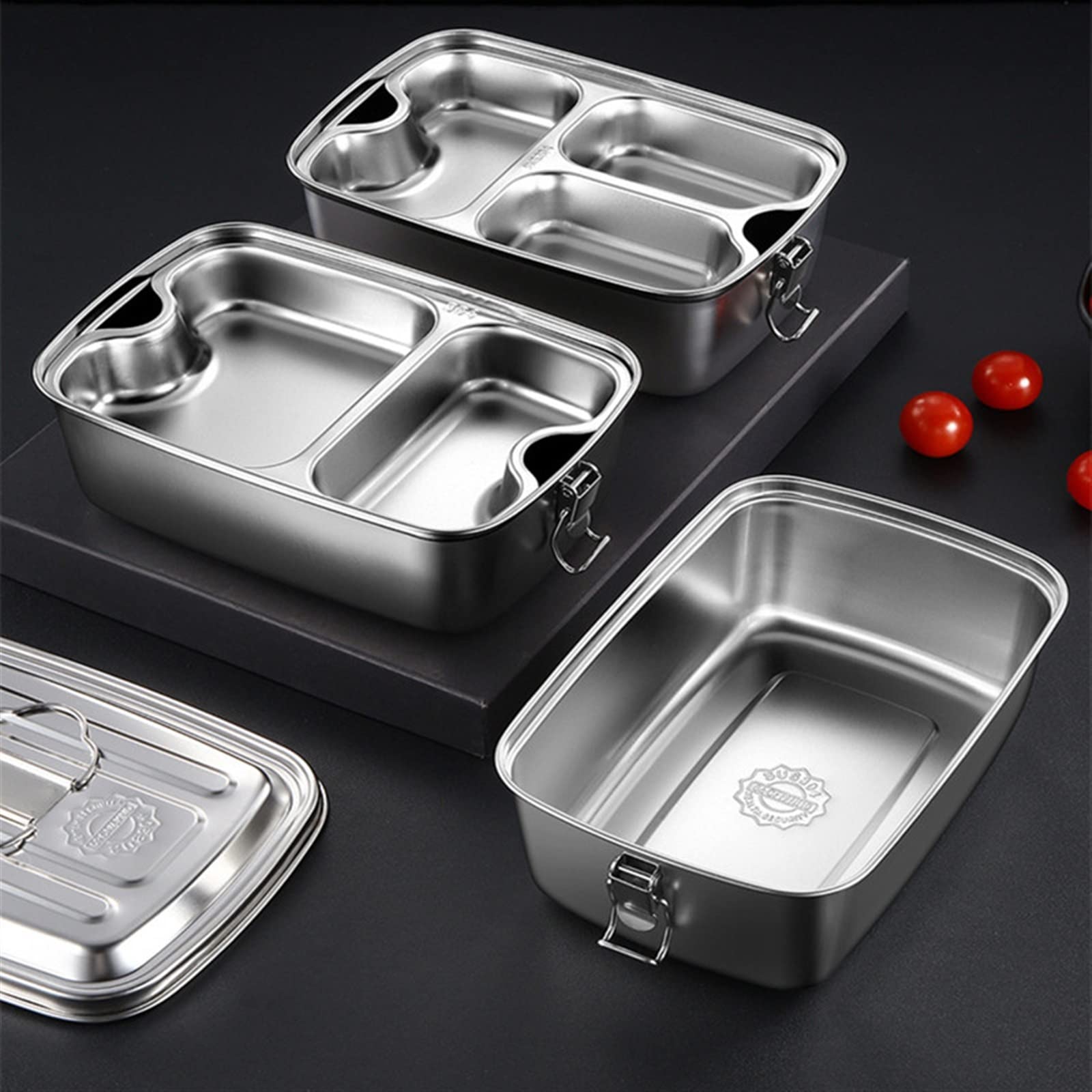 Bento Boxy dwuwarstwowe, lunchboxy z torbą na owoce, desery, podgrzewacze do potraw, naczynia kuchenne(2 Grids)