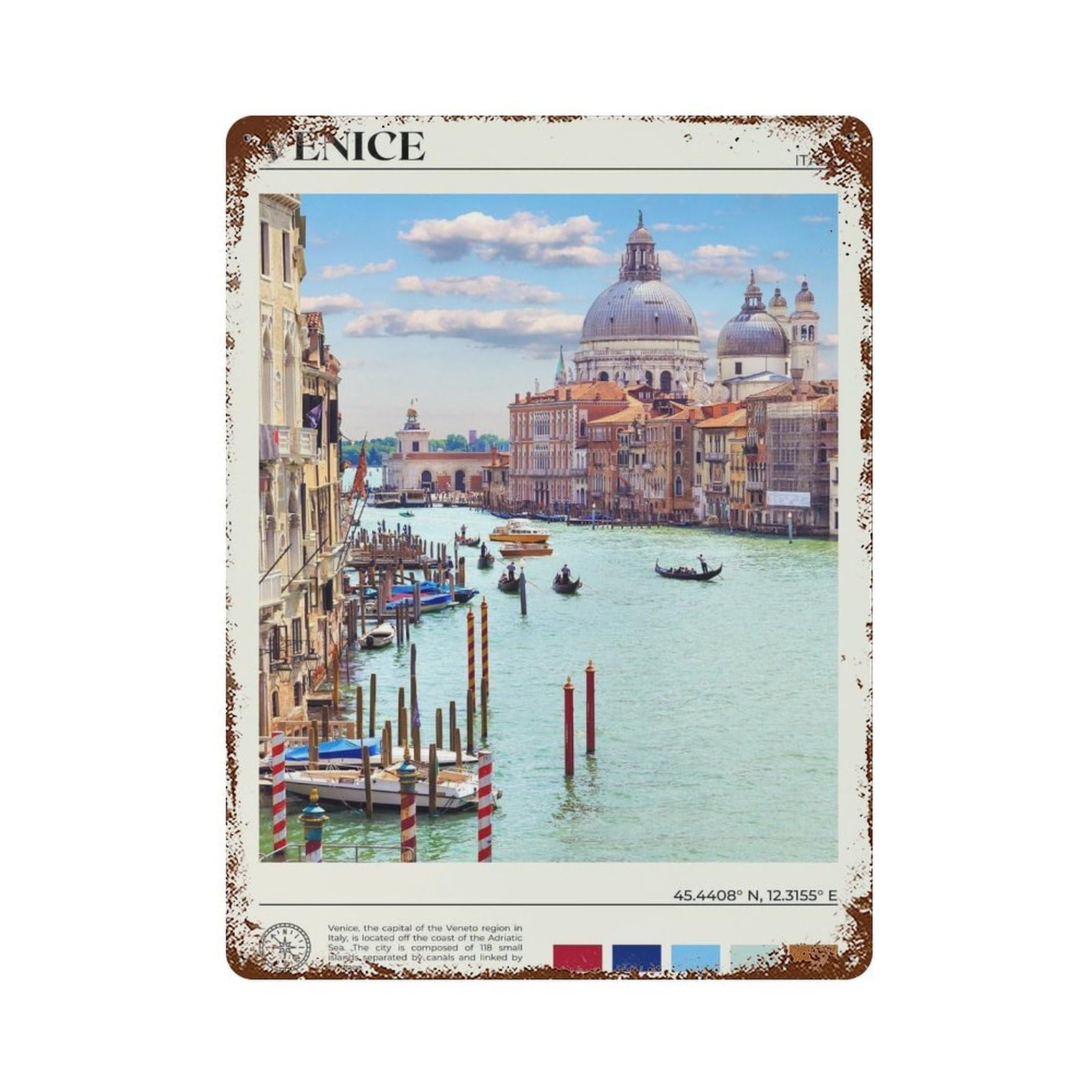 xiaoxiaoshen Real Photo Venice Decor Italy Wall Decor Art Metal Tin Poster Modern Home Decor Art Home Bar Shop Decorations Vintage Sign 40x30cm