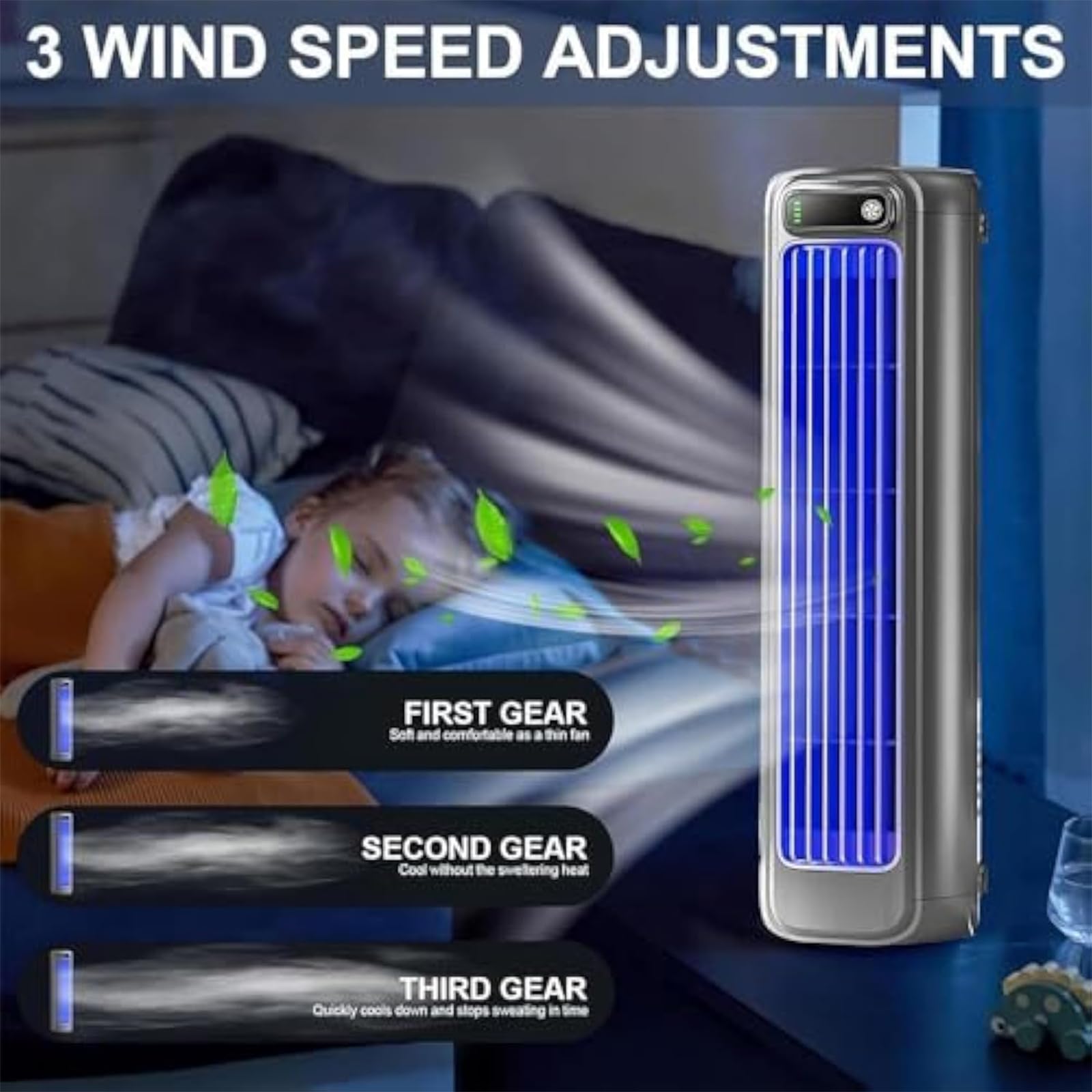 Coldeez Cooling Ace, Festburg Cool Air Fan, Sherum Cooling Ace Portable Air Cooler, 3 Speeds Adjustable, Wireless Fan Bladeless Quie For Bedroom Office Home (Gray)
