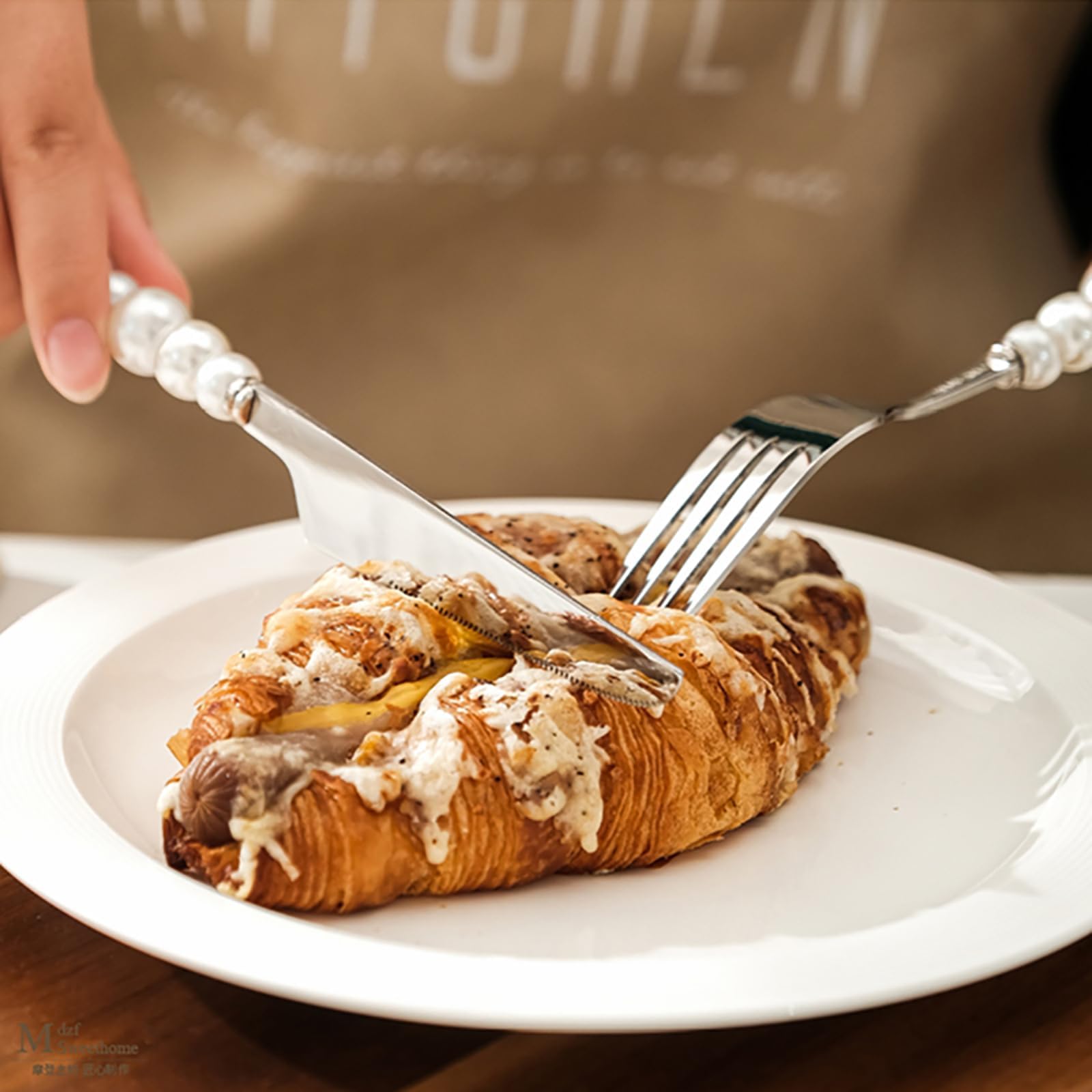 Genérico Juego De Cubiertos De 48 Piezas, Cubiertos De Acero Inoxidable 18/10, Cubiertos con Mango De Perla, Cubiertos Aptos para Lavavajillas, Cubiertos Multiusos para Banquetes