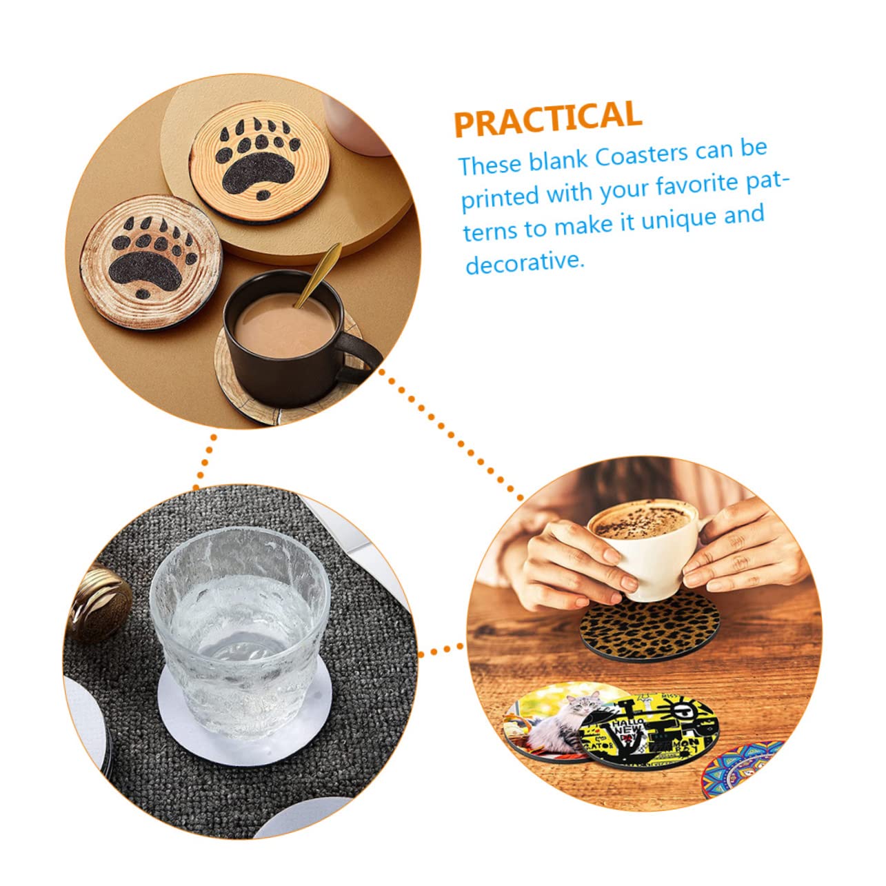 Cabilock 2 Series Posavasos De Sublimación Posavasos para Bebidas Rompecabezas Fiestas Tazas para Autos Dispensador De Cinta De Sublimación Banderines Pancartas Vasos Piezas*2