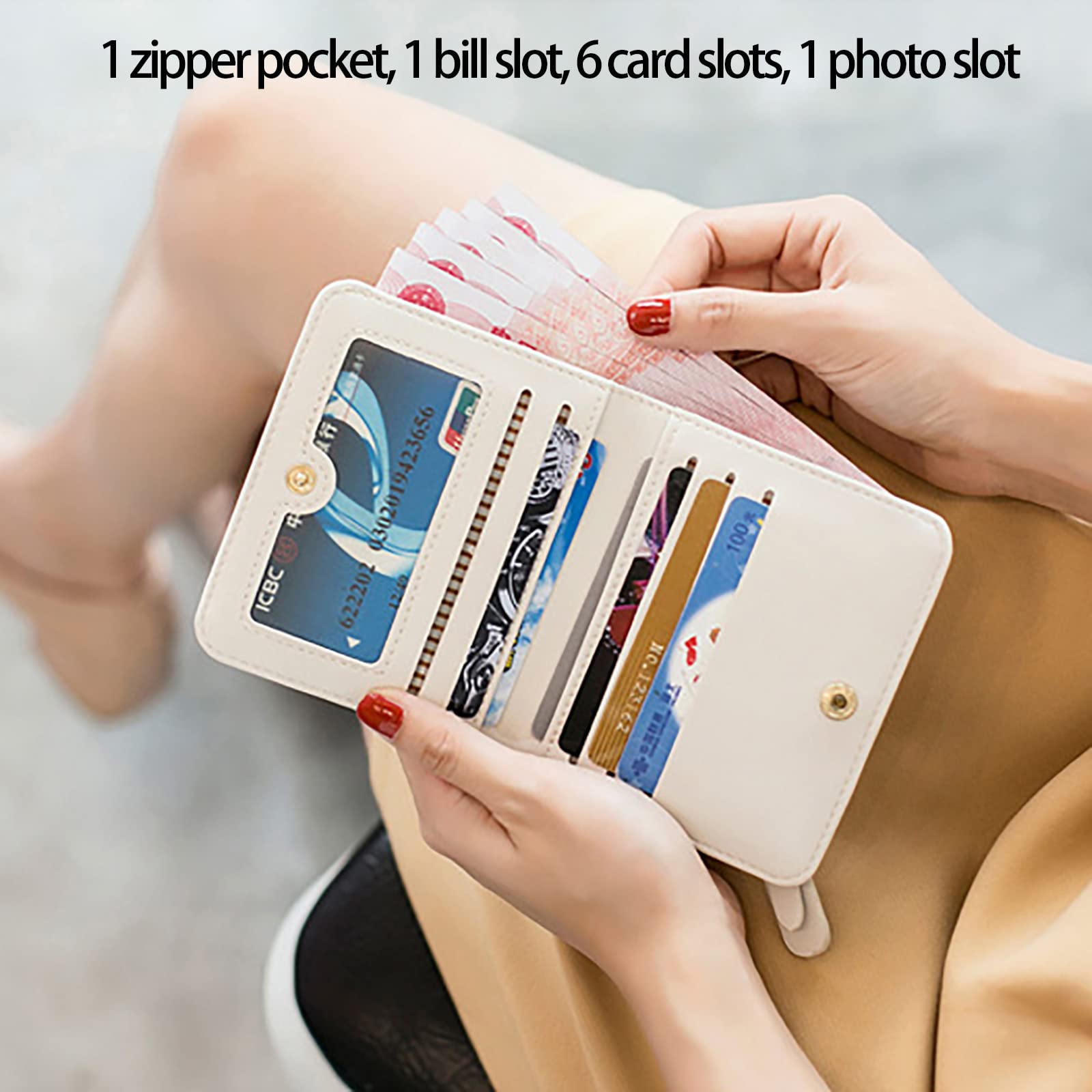 Damen Geldbeutel mit RFID Süße Bifold-Geldbörse mit Münzfach mit Reißverschluss Auf Modischer Rückseite,Pink,One Size