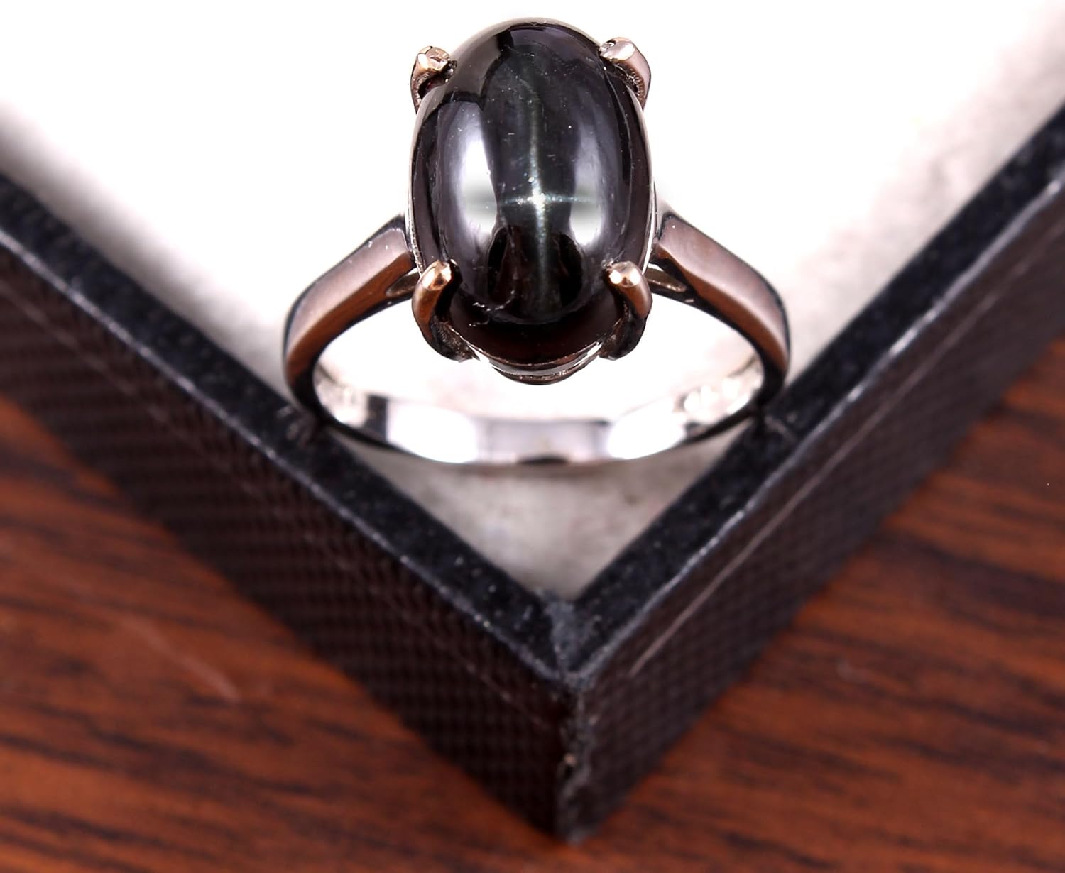 Black Star Sapphire Ring Handmade Engagement Rings 925 Sterling Silver Birthday Gifts