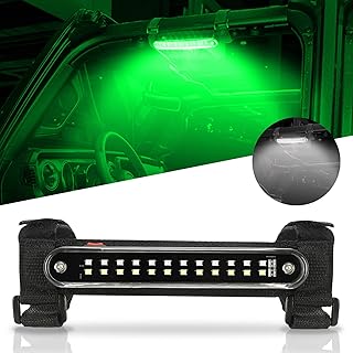 SUNPIE UTV Interior Light Universal Roll Bar Light UTV Dome Lights w/24 Chips Compatible with Polaris RZR/Ranger/General Honda Talon/Pioneer Kawasaki Mule/Teryx Can Am White and Green, 2 Packs