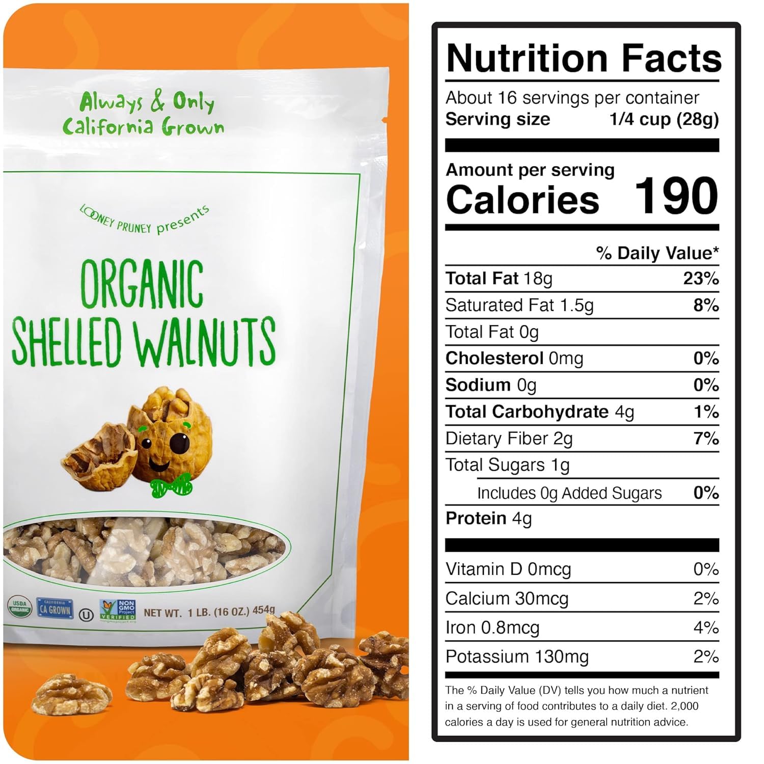 Organic Walnuts Unsalted 2 Pack (2LBS/16oz bags) Natural Shelled Walnut Halves & Pieces | Raw Organic Walnuts | Unsalted For Snacking, Baking, Topping | Non-GMO, No Preservatives