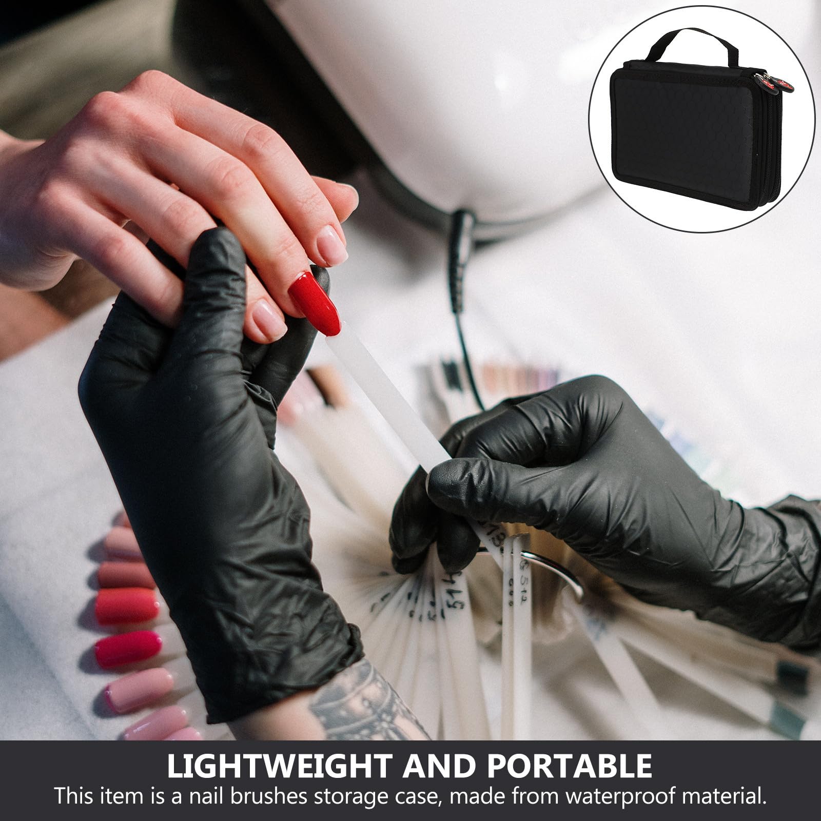 Borsa Porta Attrezzi per Manicure Nero, Resistente e Portatile, Capacità per 35 Penne da Nail Art, per Impiego Domestico in Negozio