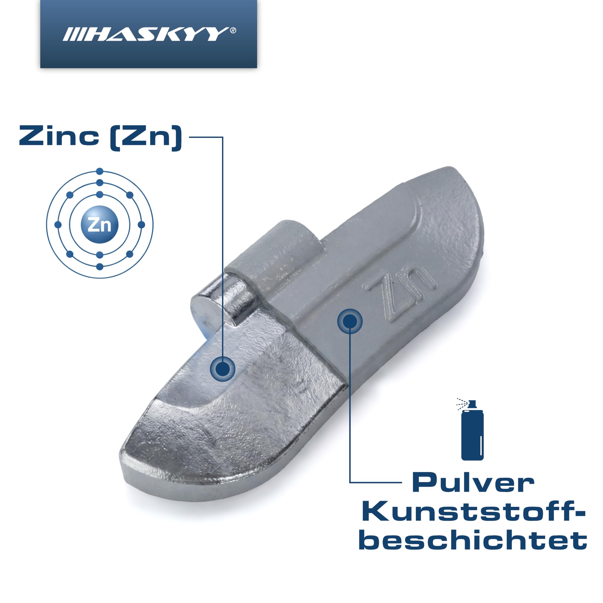HASKYY 225 Contrappesi assortiti da 5 a 30g per equilibratura ruote in ferro auto compreso l'organizzatore/scatola di assortimento