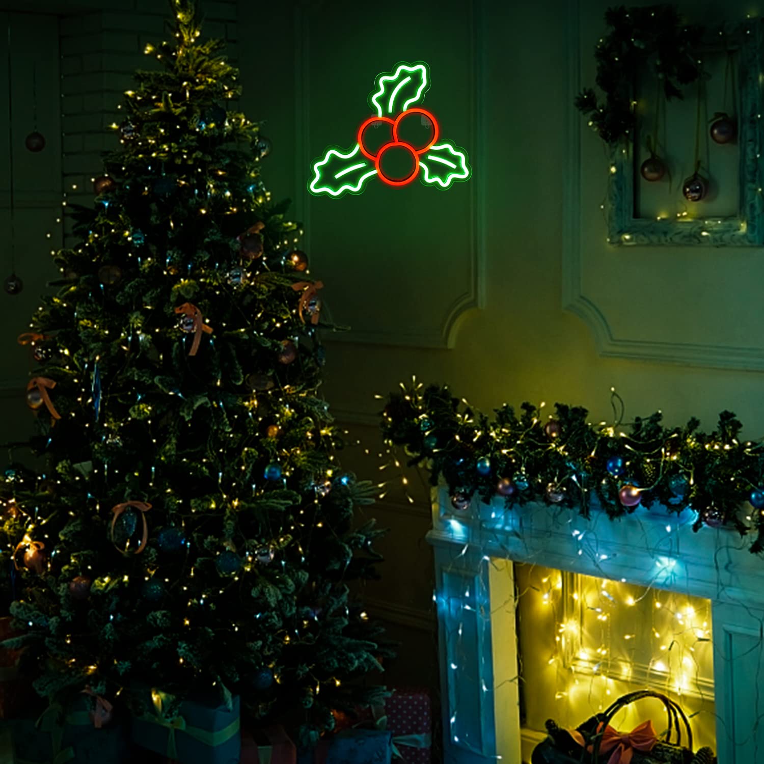 Amazon.co.jp: クリスマス ホリー ネオンサイン LED ライトアップ