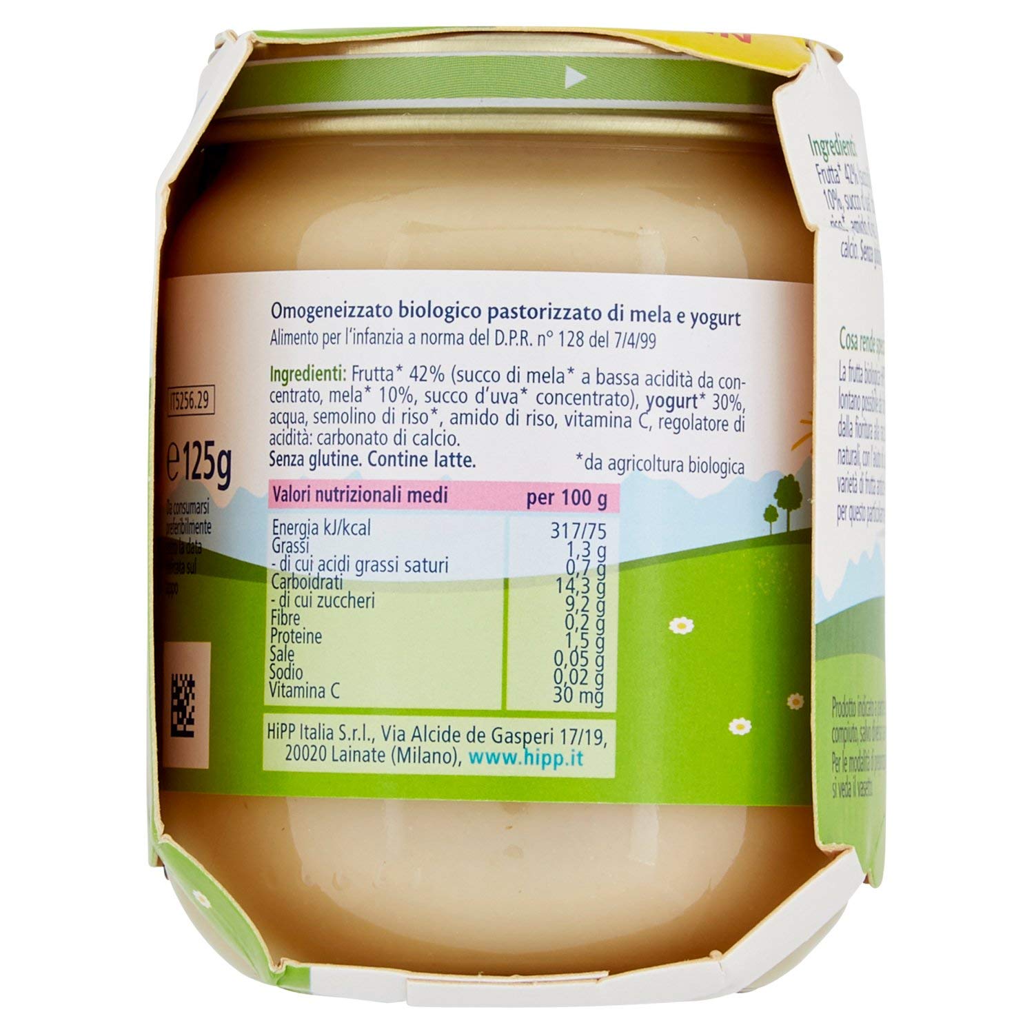 Homogénéisé Bio Mela Yogurt 125 Gr 2 Pezzi