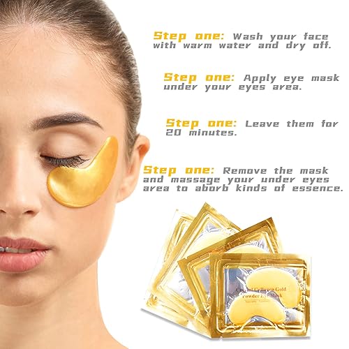 Miniatura 4 de Adofect 28 pares de mascarillas de ojos doradas, almohadillas de gel de colágeno para ojos para hinchazón y círculos oscuros debajo de los ojos para