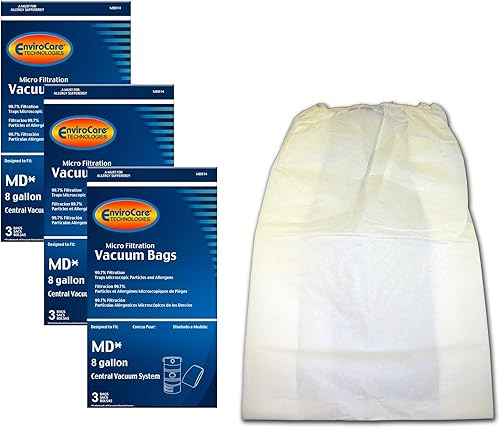 EnviroCare Bolsas de polvo de repuesto para aspiradora de microfiltración diseñadas para adaptarse a las aspiradoras centrales de 8 galones