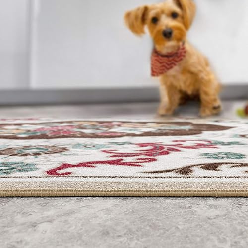 Miniatura 6 de Antep Rugs Alfombras antideslizantes (antideslizante) 5 x 7 parte trasera de goma moderna floral de bajo perfil para interiores (beige, 5 x 7 pies)