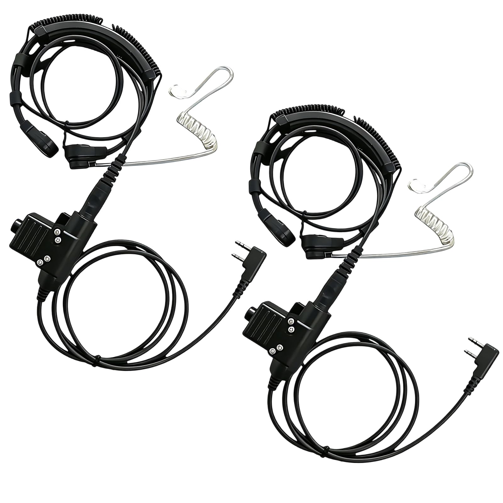 2PackWalkie Talkie Throat Microphone 7.1mm Headset U94 PTT Tactical Adapter Compatible with UV-5R/UV-5RH / 5RM /UV-82/BF-888S/UV-13/DM-1701/UV25 Pro Max Two Way Radio Accessories