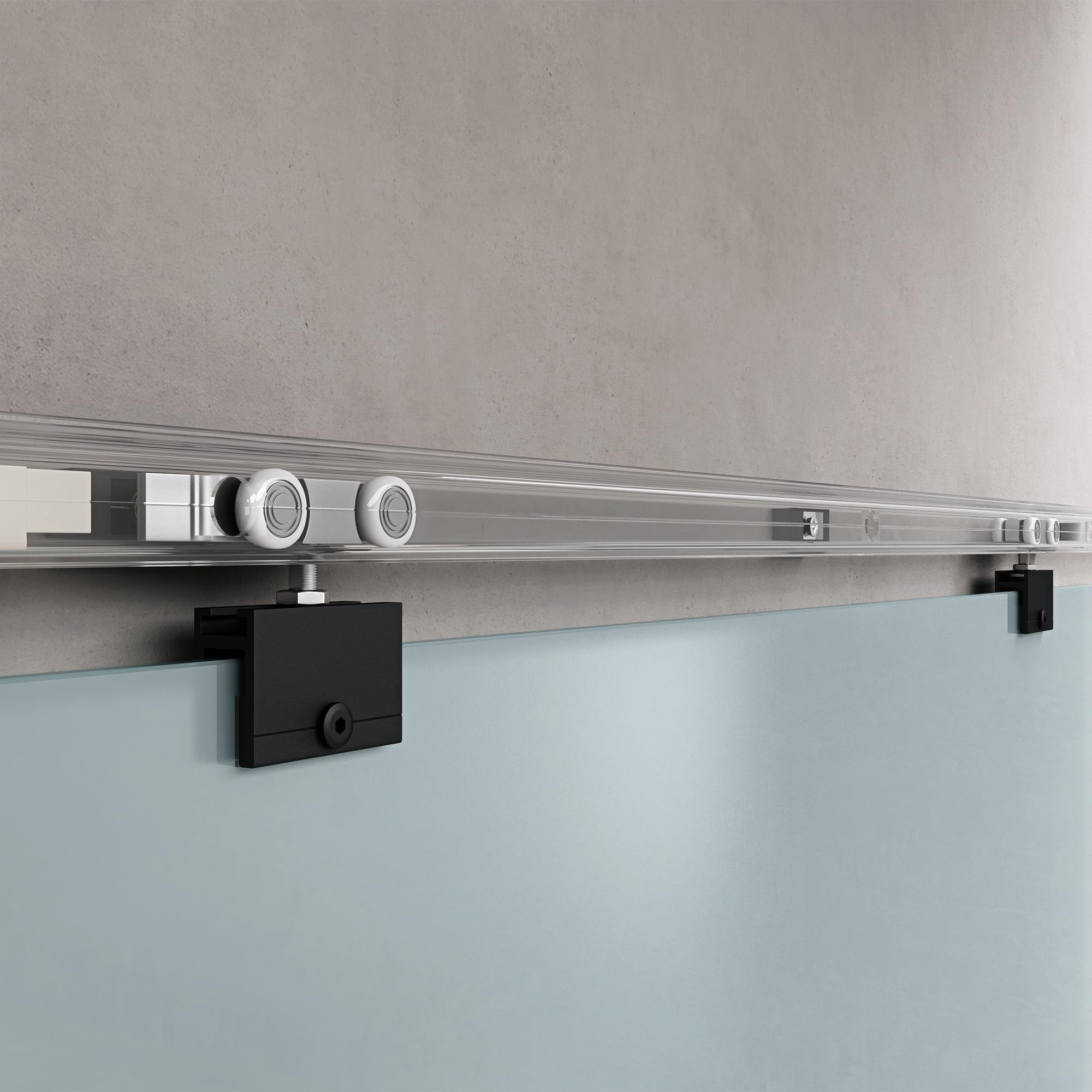 doporro Glasschiebetür Komplettset 90x205cm ESG-Glas Milchglas-Streifen