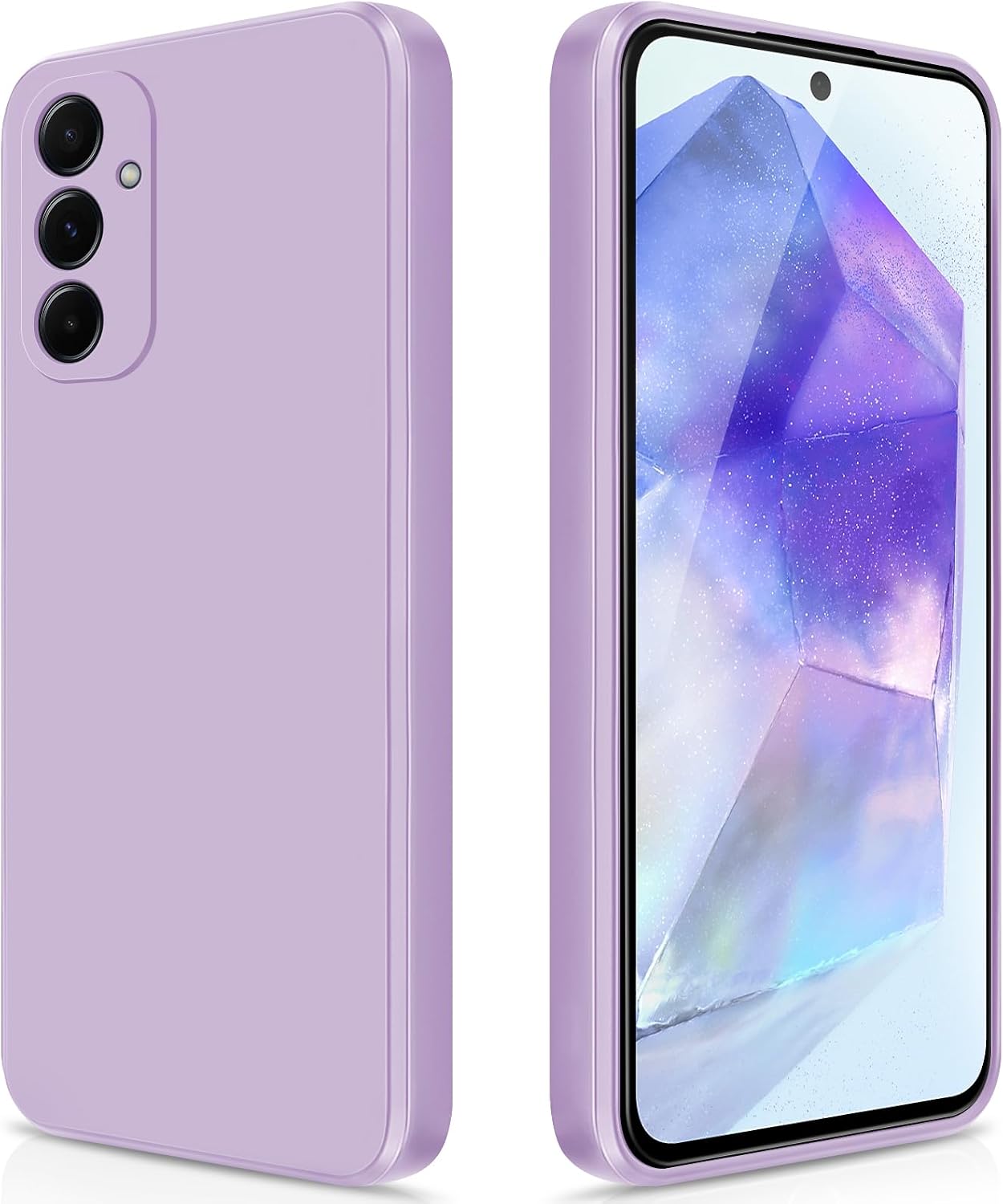 GiiYoon Liquid Silicone Case Compatible with Samsung Galaxy A55 All-Round Protection Scratch-Resistant Soft Microfiber Lining Purple