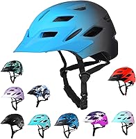 Vista 18 de Casco de bicicleta para niños y niñas, con luz LED, visera desmontable, para niños, jóvenes, adolescentes, multideporte, para patinaje, ciclismo