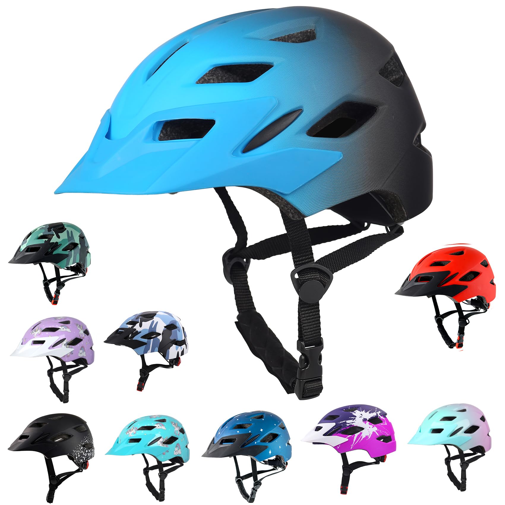 Kids Bike Helmet,Bavilk Kids Boys Girls Bike Helmets with LED Light Detachable Visor Children Youth Teen Multi-Sport for Skating Cycling Scooter