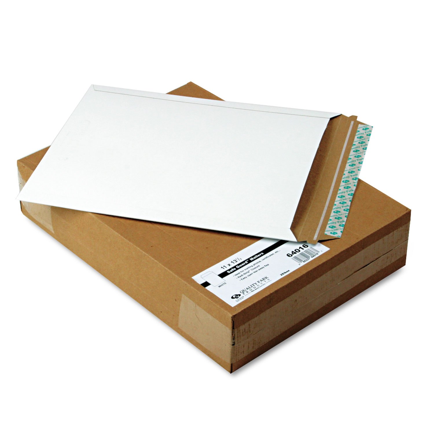 Quality Park 11 x 13-1/2 Photo Document Mailers, Redi-Strip Self Seal Envelope Closure, Rigid Stay Flat Mailer, Recycled Fiberboard, 25/Box (QUA64016)