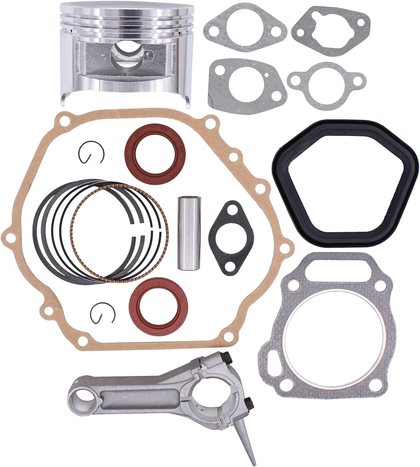 ApplianPar Engine Piston Ring Connecting Rod Seal Gaskets Rebuild Kit 13101-ZF6-W00 13200-ZE2-010 for Honda GX390 13HP